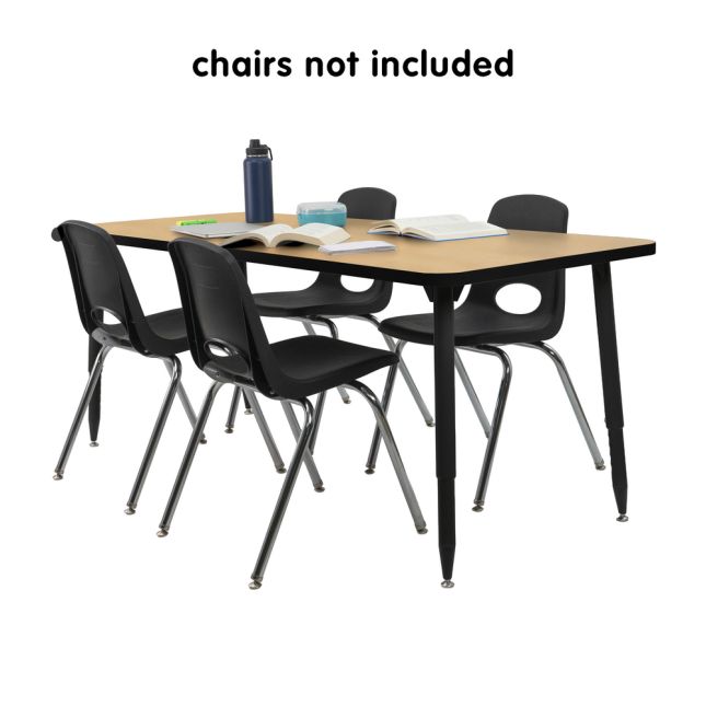 Adapte 30" x 72" Rectangle Activity Table with Adjustable Tapered Legs - Maple/Black