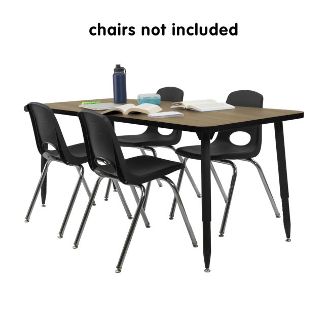 Adapte 30" x 72" Rectangle Activity Table with Adjustable Tapered Legs - Pasadena Oak/Black