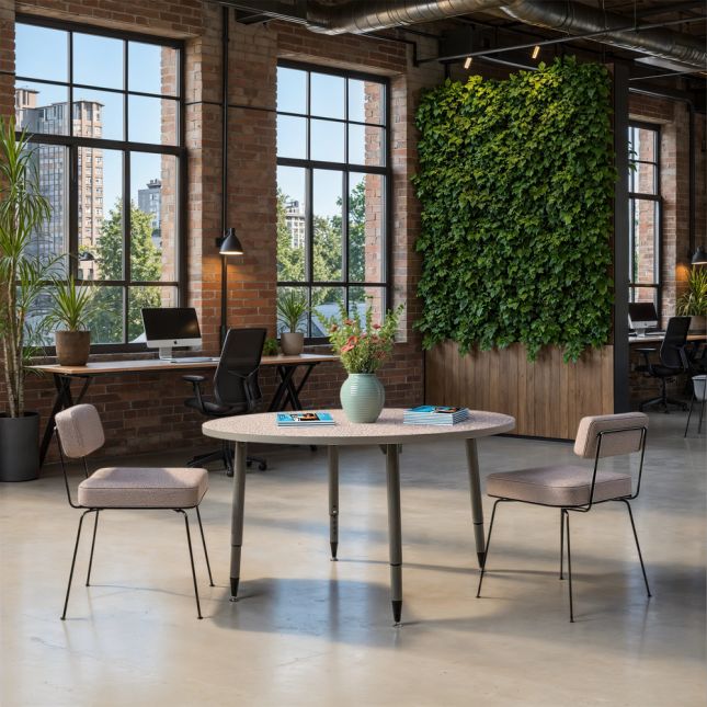 Adapte 48" Round Thermofused Activity Table with Adjustable Tapered Legs - Gray/North Sea