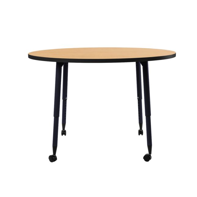 Adapte 48" Round Thermofused Activity Table with Adjustable Tapered Legs - Maple/Black