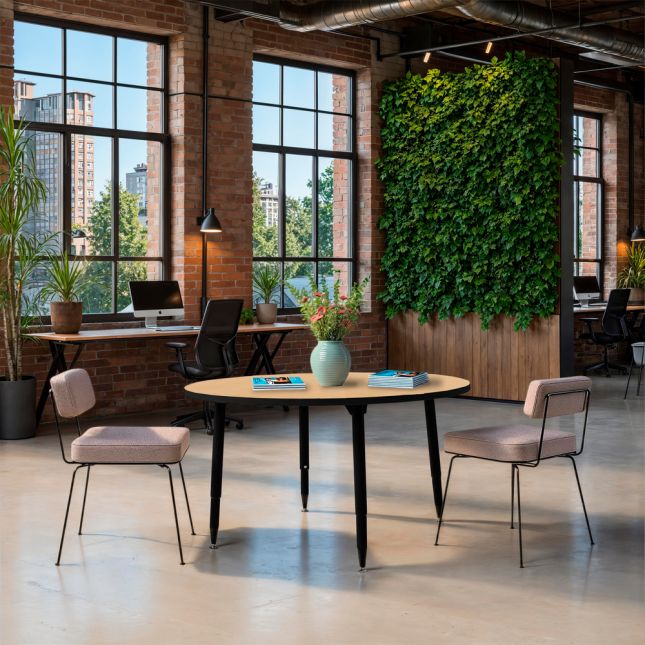 Adapte 48" Round Thermofused Activity Table with Adjustable Tapered Legs - Maple/Black