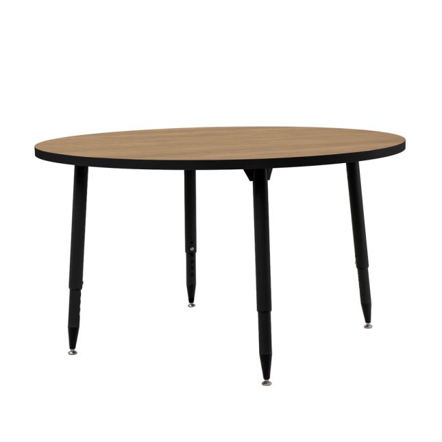 Adapte 48" Round Thermofused Activity Table with Adjustable Tapered Legs - Pasadena Oak/Black
