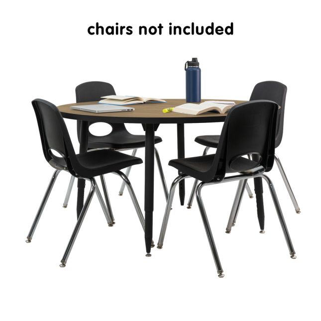 Adapte 48" Round Thermofused Activity Table with Adjustable Tapered Legs - Pasadena Oak/Black