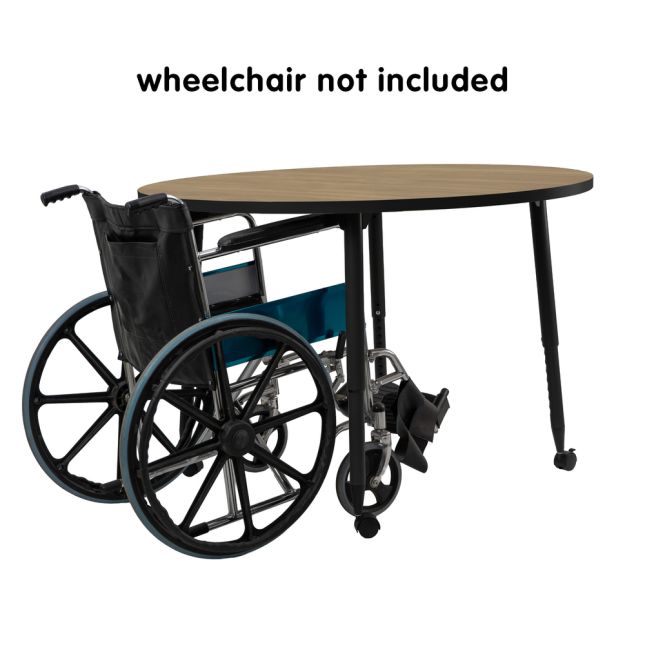 Adapte 48" Round Thermofused Activity Table with Adjustable Tapered Legs - Pasadena Oak/Black