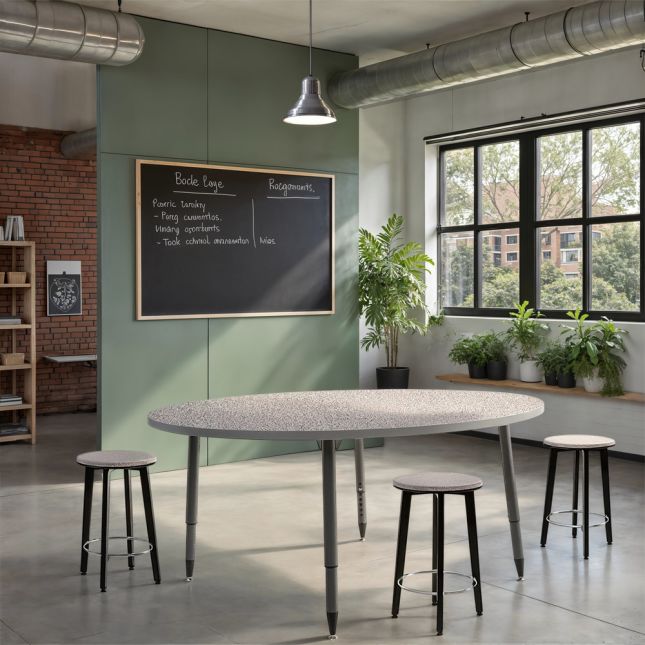 Adapte 60" Round Thermofused Activity Table with Adjustable Tapered Legs - Gray/North Sea