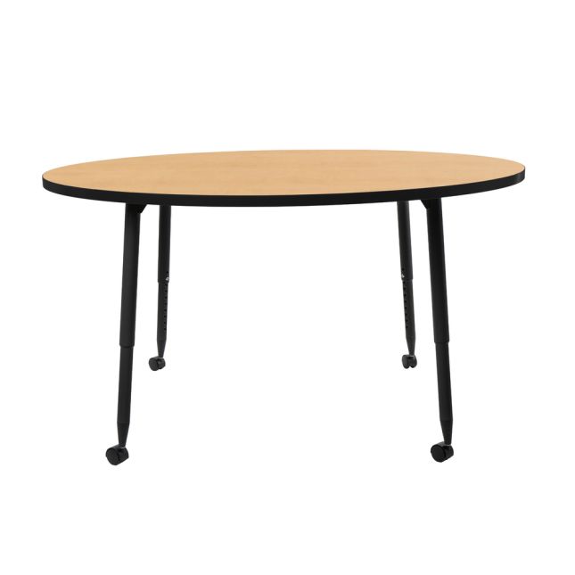 Adapte 60" Round Thermofused Activity Table with Adjustable Tapered Legs - Maple/Black