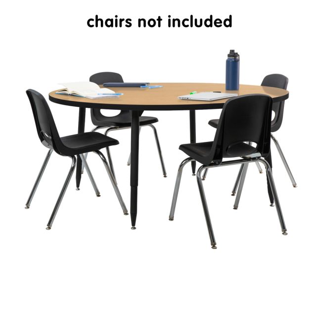 Adapte 60" Round Thermofused Activity Table with Adjustable Tapered Legs - Maple/Black
