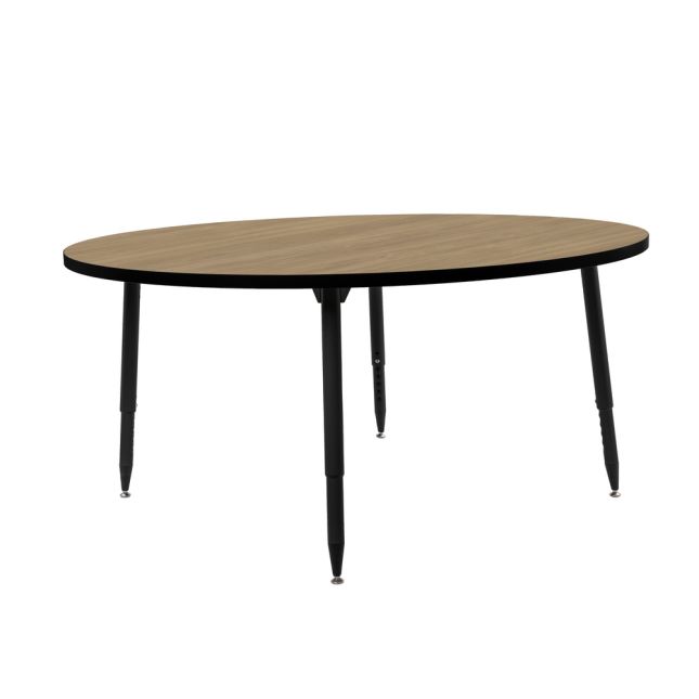 Adapte 60" Round Thermofused Activity Table with Adjustable Tapered Legs - Pasadena Oak/Black