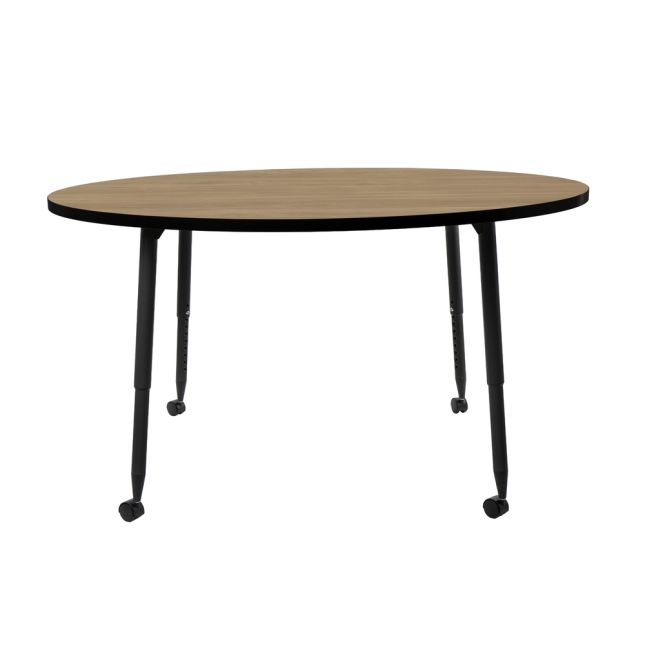Adapte 60" Round Thermofused Activity Table with Adjustable Tapered Legs - Pasadena Oak/Black