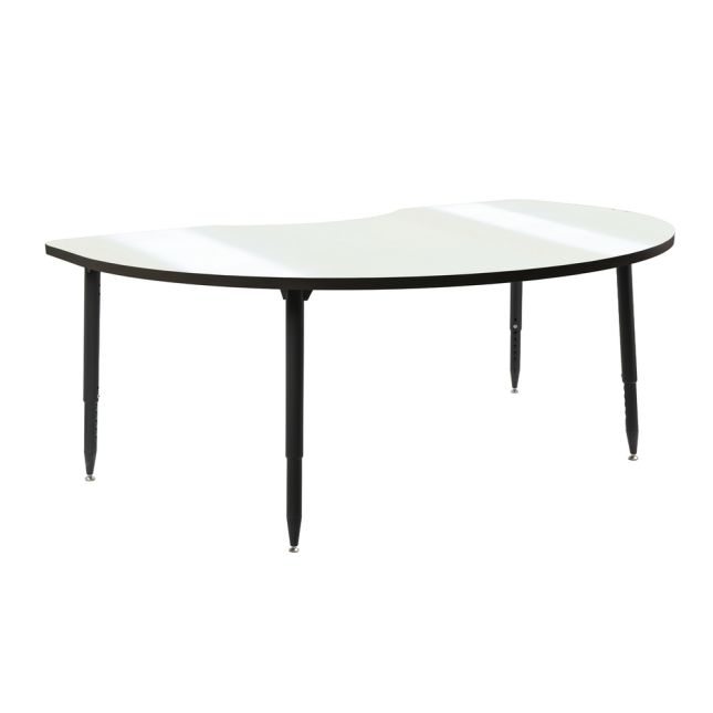 Adapte 48" x 72" Kidney Dry-Erase Activity Table with Adjustable Tapered Legs - Whiteboard/Black
