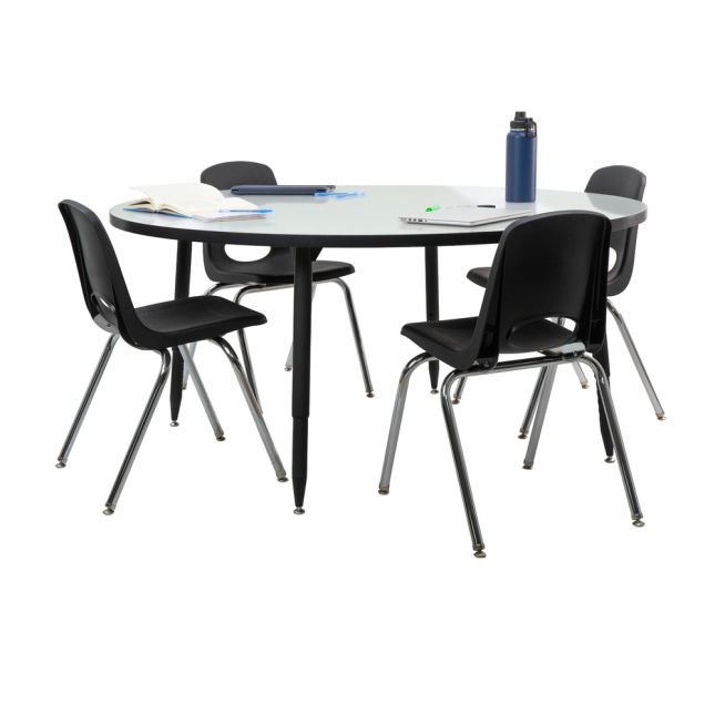 Adapte 60" Round Dry-Erase Activity Table with Adjustable Tapered Legs - Whiteboard/Black
