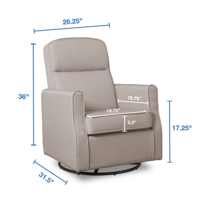 Blair Slim Nursery Glider Swivel Rocker Chair - Taupe