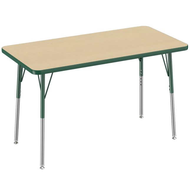 24" x 48" Rectangle Activity Table with Standard Legs - Maple/Green