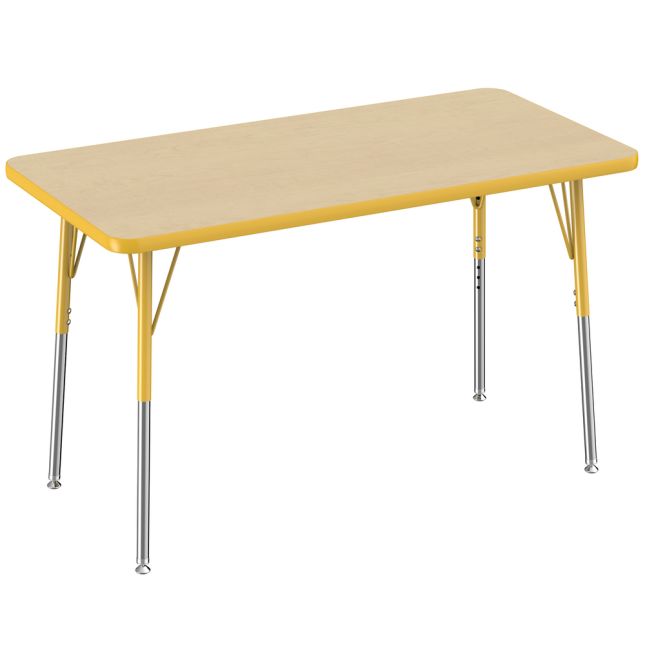 24" x 48" Rectangle Activity Table with Standard Legs - Maple/Yellow