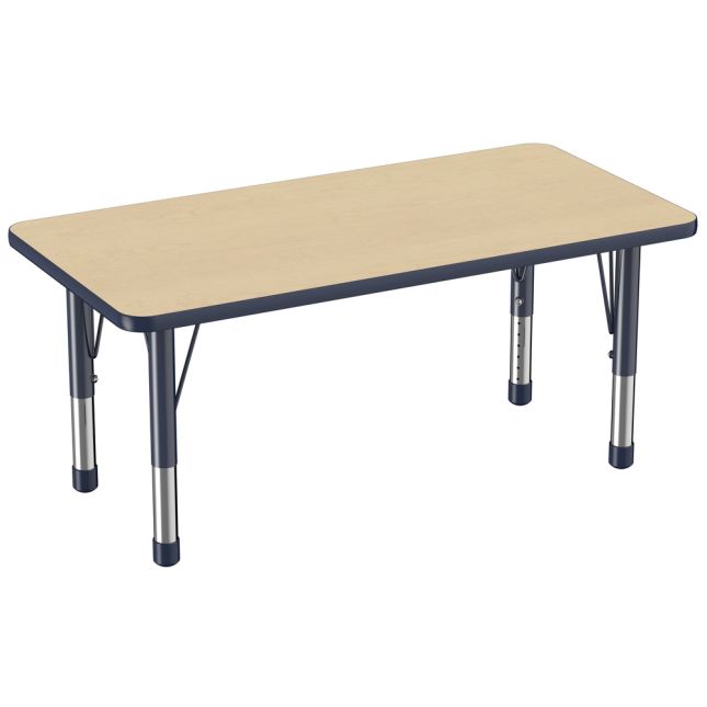 24" x 48" Rectangle Woodgrain Activity Table with Adjustable Chunky Legs - Maple/Navy