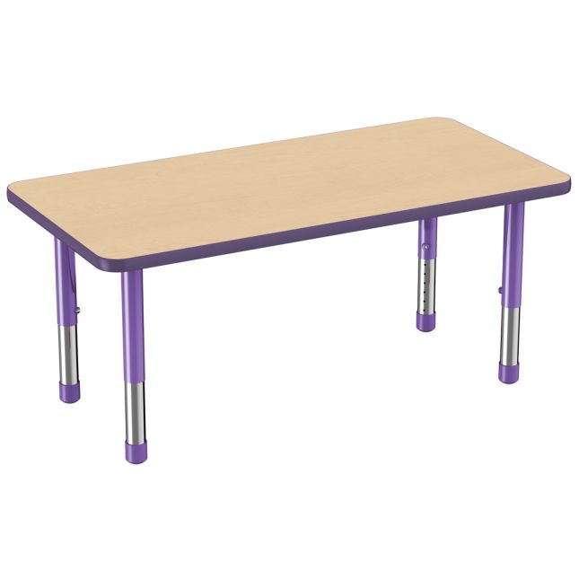 24" x 48" Rectangle Activity Table with Adjustable Chunky Legs - Maple/Purple
