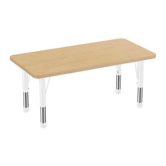 24" x 48" Rectangle Woodgrain Activity Table with Adjustable Chunky Legs - Maple/White