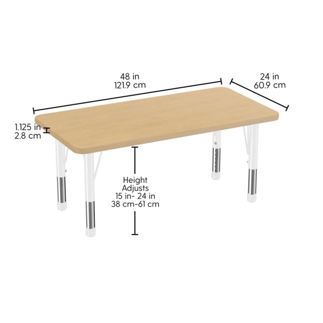 24" x 48" Rectangle Woodgrain Activity Table with Adjustable Chunky Legs - Maple/White