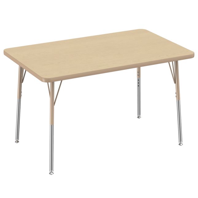 30" x 48" Rectangle T-Molding Activity Table with Adjustable Standard Swivel Glide Legs - Maple/Sand