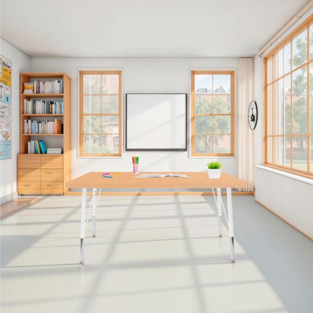30" x 48" Rectangle Activity Table with Adjustable Swivel Glide Legs- Maple/White