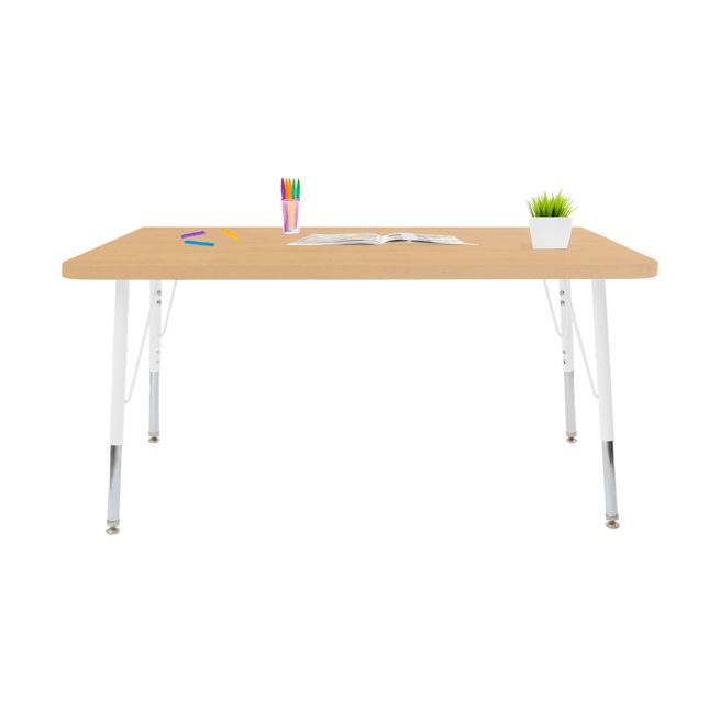 30" x 48" Rectangle Activity Table with Adjustable Swivel Glide Legs- Maple/White