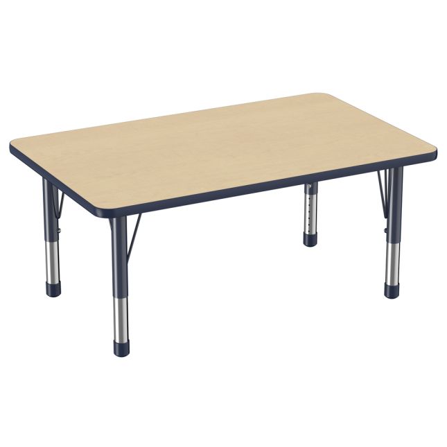 30" x 48" Rectangle Woodgrain Activity Table with Adjustable Chunky Legs - Maple/Navy