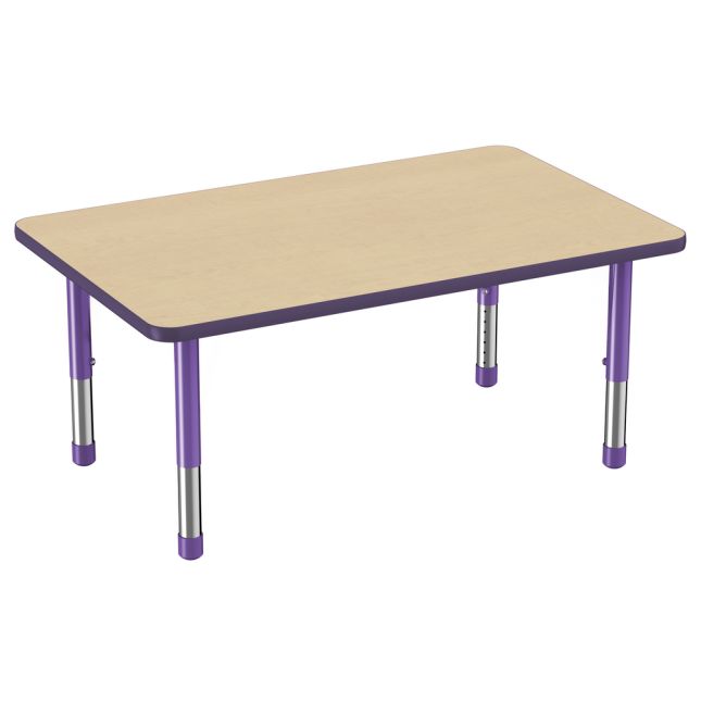 30" x 48" Rectangle Woodgrain Activity Table with Adjustable Chunky Legs - Maple/Purple