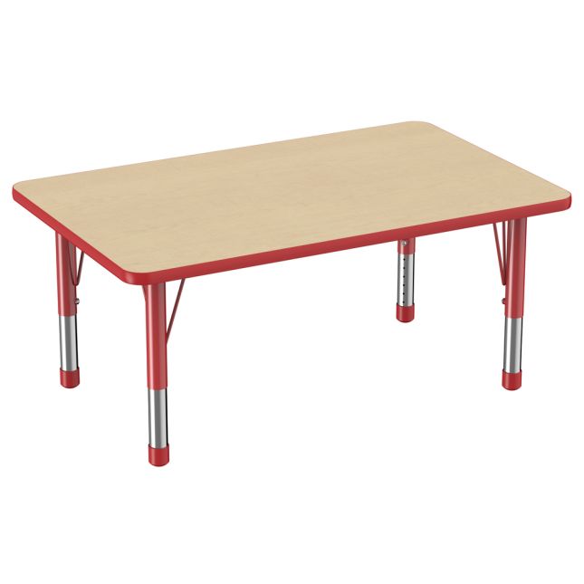 30" x 48" Rectangle Woodgrain Activity Table with Adjustable Chunky Legs - Maple/Red