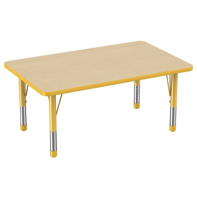 30" x 48" Rectangle Woodgrain Activity Table with Adjustable Chunky Legs - Maple/Yellow