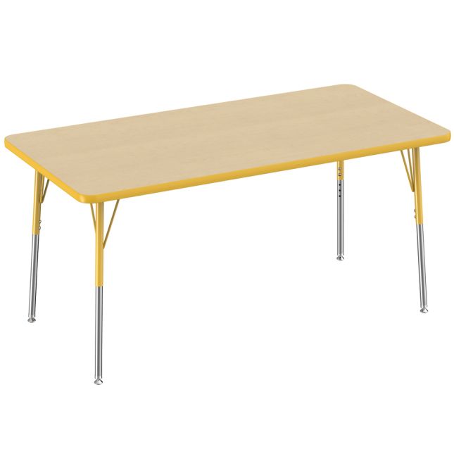 30" x 60" Rectangle Activity Table with Standard Legs - Maple/Yellow