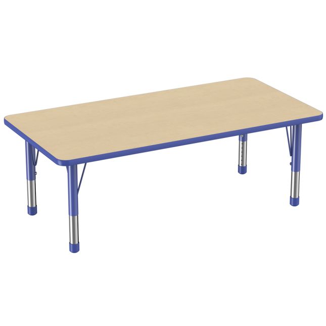 30" x 60" Rectangle Woodgrain Activity Table with Adjustable Chunky Legs - Maple/Blue