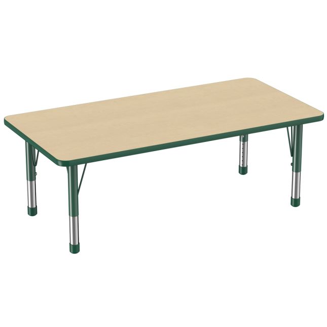 30" x 60" Rectangle Woodgrain Activity Table with Adjustable Chunky Legs - Maple/Green