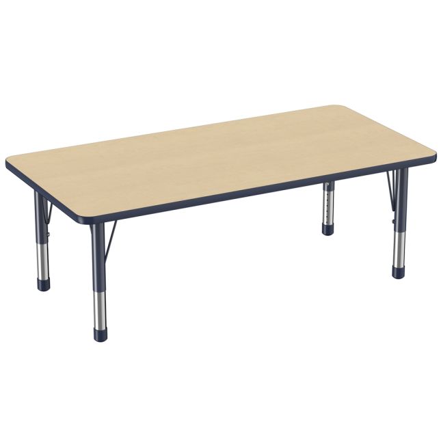 30" x 60" Rectangle Woodgrain Activity Table with Adjustable Chunky Legs - Maple/Navy