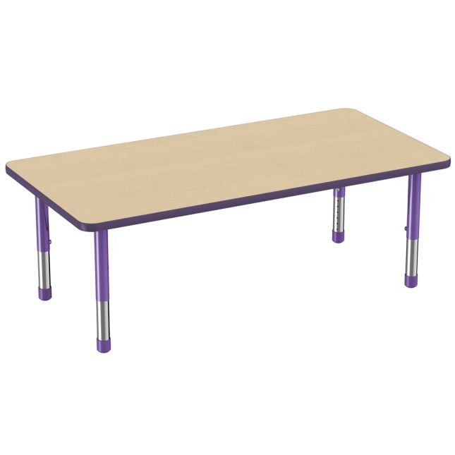 30" x 60" Rectangle Woodgrain Activity Table with Adjustable Chunky Legs - Maple/Purple