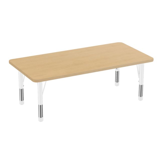 30" x 60" Rectangle Woodgrain Activity Table with Adjustable Chunky Legs - Maple/White