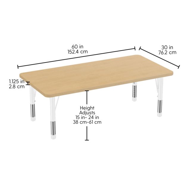 30" x 60" Rectangle Woodgrain Activity Table with Adjustable Chunky Legs - Maple/White