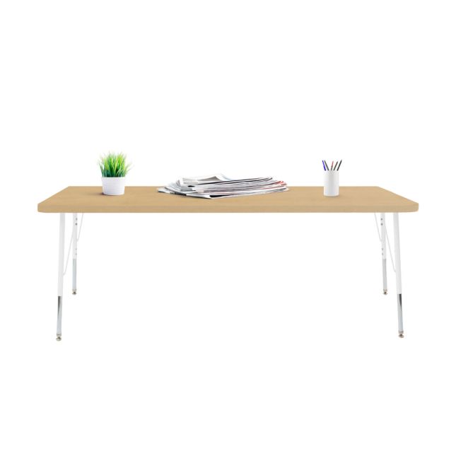 30" x 72" Rectangle La Madera Activity Table with Standard Legs - Maple/White