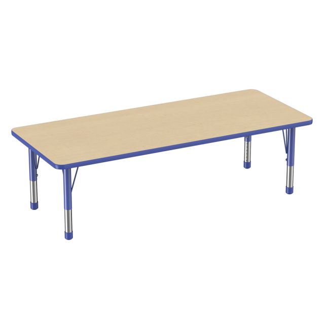 30" x 72" Rectangle Woodgrain Activity Table with Adjustable Chunky Legs - Maple/Blue