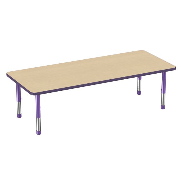 30" x 72" Rectangle Woodgrain Activity Table with Adjustable Chunky Legs - Maple/Purple