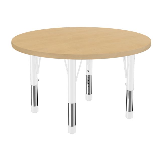 36" Round Thermofused Woodgrain Activity Table with Adjustable Chunky Legs - Maple/White