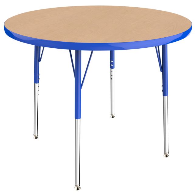 36" Round Activity Table with Adjustable Swivel Glide Legs - Maple/Blue