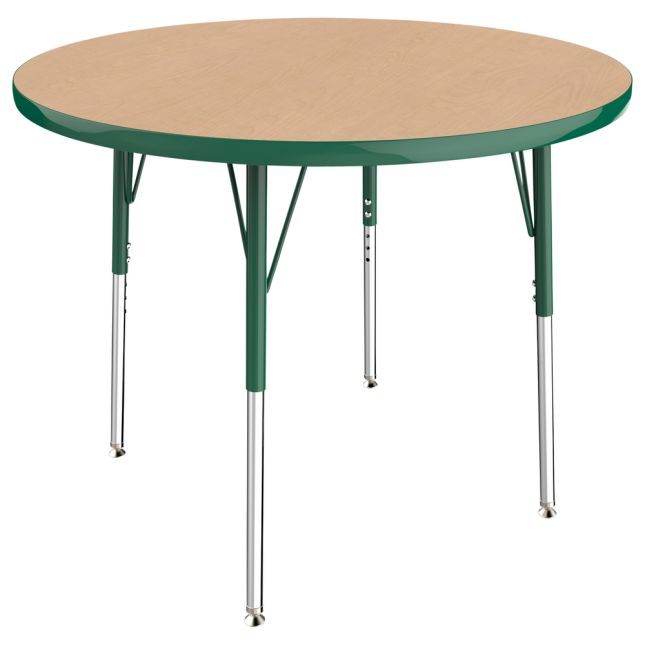 36" Round Activity Table with Adjustable Swivel Glide Legs - Maple/Green