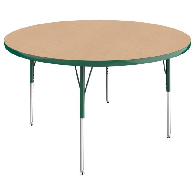 48" Round La Madera Activity Table with Standard Legs - Maple/Green