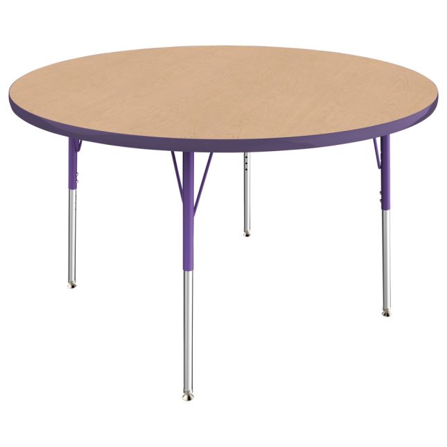 48" Round La Madera Activity Table with Standard Legs - Maple/Purple