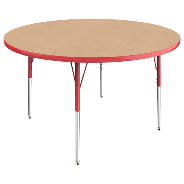 48" Round La Madera Activity Table with Standard Legs - Maple/Red