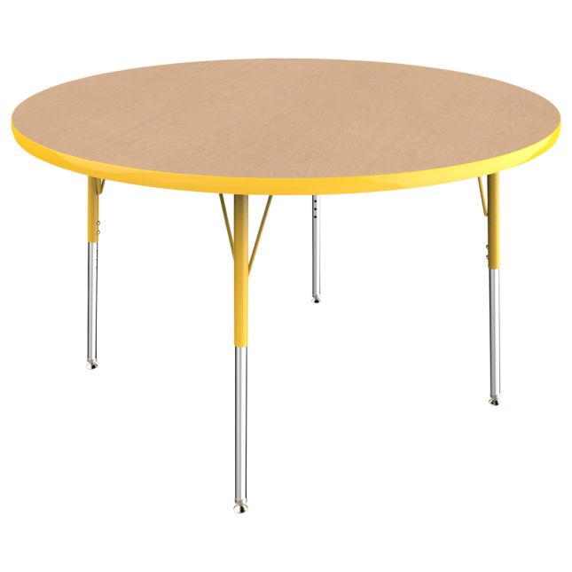 48" Round La Madera Activity Table with Standard Legs - Maple/Yellow
