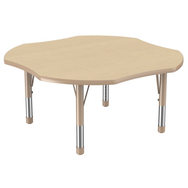 48" x 48" Clover Thermofused Woodgrain Activity Table with Adjustable Chunky Legs - Maple/Sand