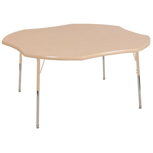 48" x 48" Clover Thermofused Woodgrain Activity Table with Adjustable Standard Legs - Maple/Sand