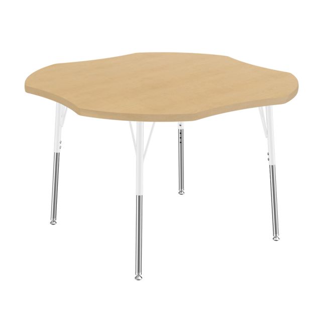 48" x 48" Clover Activity Table with Adjustable Standard Legs - Maple/White
