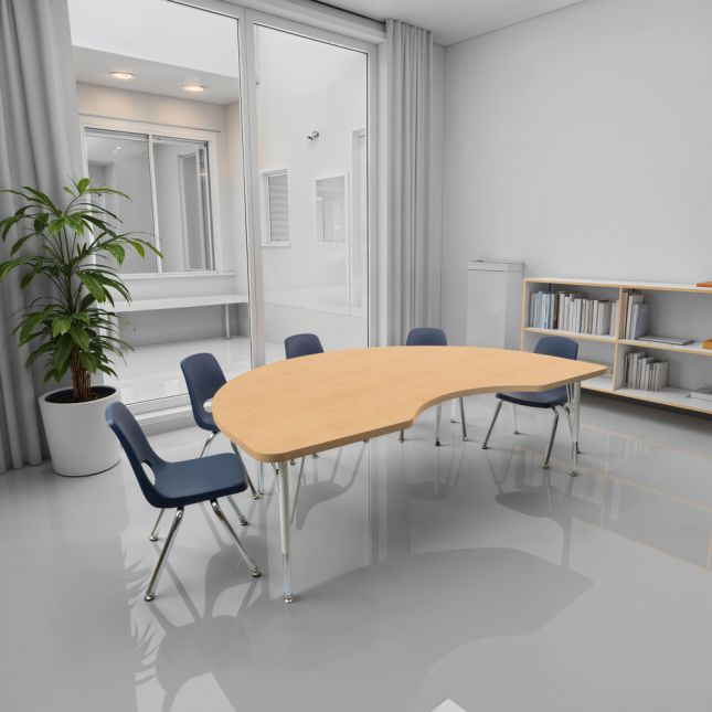 48" x 72" Kidney Activity Table with Standard Legs - Maple/White